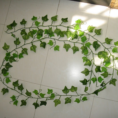 ELECTROPRIME 12 PCS 2.4M Artificial Ivy Green Leaf Garland Plants Vine Fake Home Decor PlasticFlower Rattan String