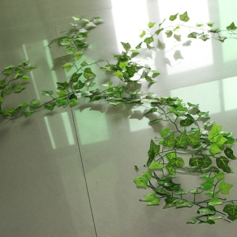 ELECTROPRIME 12 PCS 2.4M Artificial Ivy Green Leaf Garland Plants Vine Fake Home Decor PlasticFlower Rattan String