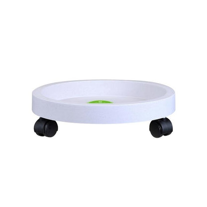 ELECTROPRIME Universal Round Wheels Pot Tray Easy Moving Plant Pot Tray Garden Plate Plastic Stand(White)