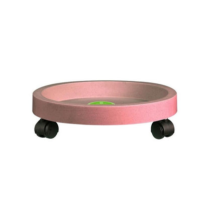 ELECTROPRIME Universal Round Wheels Pot Tray Easy Moving Plant Pot Tray Garden Plate Plastic Stand(Pink)
