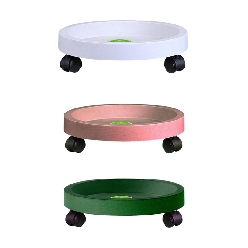 ELECTROPRIME Universal Round Wheels Pot Tray Easy Moving Plant Pot Tray Garden Plate Plastic Stand(Green)