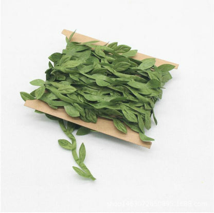 ELECTROPRIME 10 PCS Cloth Leaf Garland Decoration Accessories Green Leaf Cane Leaf Simulation DIY Garland Material, Size:5 Meters / Card