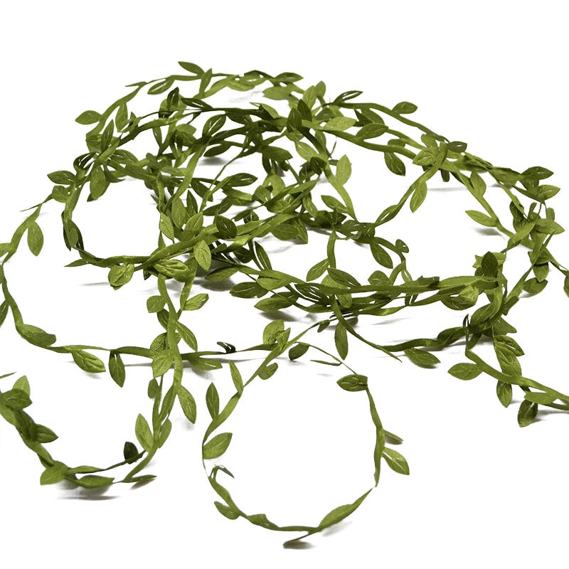 ELECTROPRIME 10 PCS Cloth Leaf Garland Decoration Accessories Green Leaf Cane Leaf Simulation DIY Garland Material, Size:5 Meters / Card