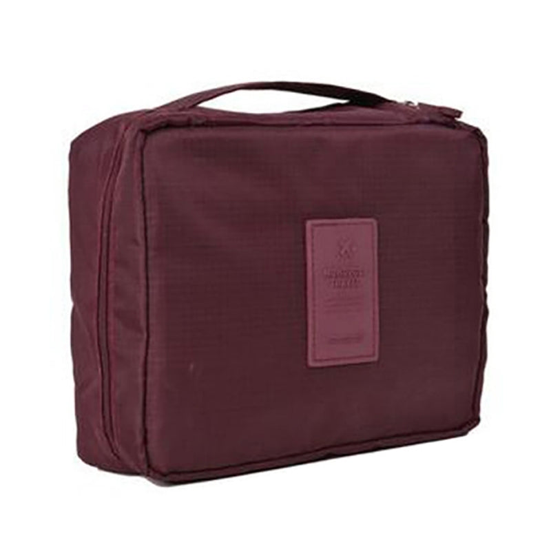 ELECTROPRIME Convenient Travel Cosmetic Makeup Toiletry Case Wash Organizer Storage Pouch Bag(Wine red)