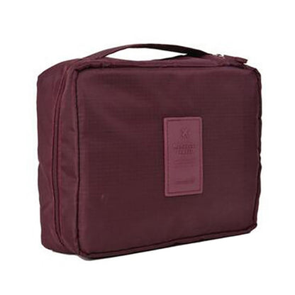 ELECTROPRIME Convenient Travel Cosmetic Makeup Toiletry Case Wash Organizer Storage Pouch Bag(Wine red)