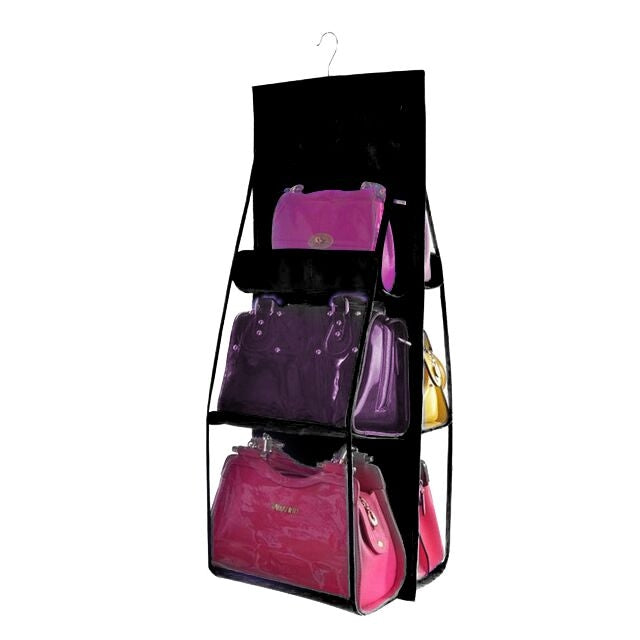 ELECTROPRIME Portable Home Multi-layer Transparent Mesh Bag Hanging Storage Bag(black)