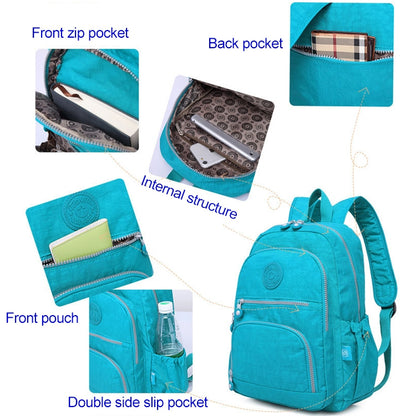 ELECTROPRIME Backpacks School Backpack for Teenage Girls Female Laptop Bagpack Travel Bag, Size:27X13X37cm(T1368 Purple red)