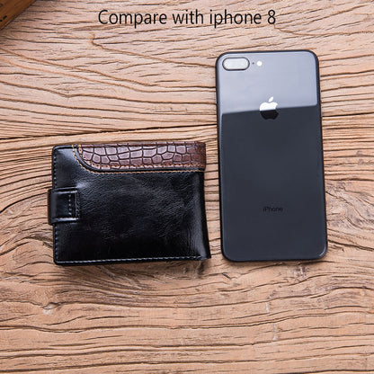 ELECTROPRIME Men Vintage Leather Hasp Short Coin Pocket Purse Card Holder Wallets(Black)