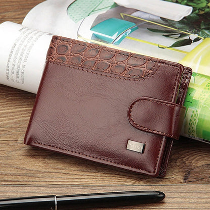 ELECTROPRIME Men Vintage Leather Hasp Short Coin Pocket Purse Card Holder Wallets(Coffee)