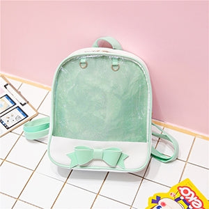 ELECTROPRIME Transparent Children Backpack Cute Bow Bags Mini Schoolbag(Green)