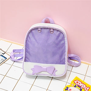 ELECTROPRIME Transparent Children Backpack Cute Bow Bags Mini Schoolbag(Purple)