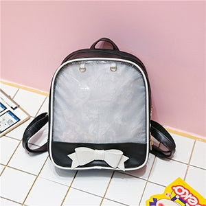 ELECTROPRIME Transparent Children Backpack Cute Bow Bags Mini Schoolbag(Black)