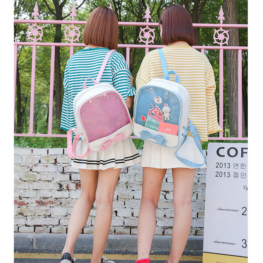 ELECTROPRIME Transparent Children Backpack Cute Bow Bags Mini Schoolbag(Black)
