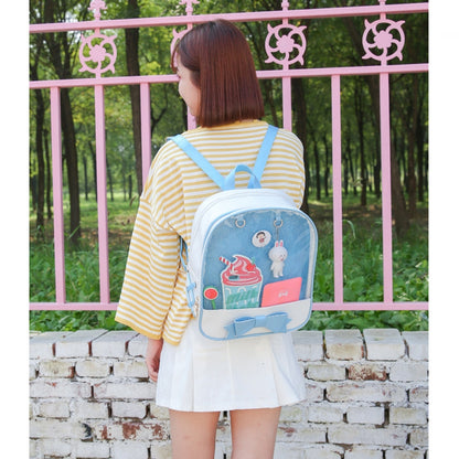 ELECTROPRIME Transparent Children Backpack Cute Bow Bags Mini Schoolbag(Black)