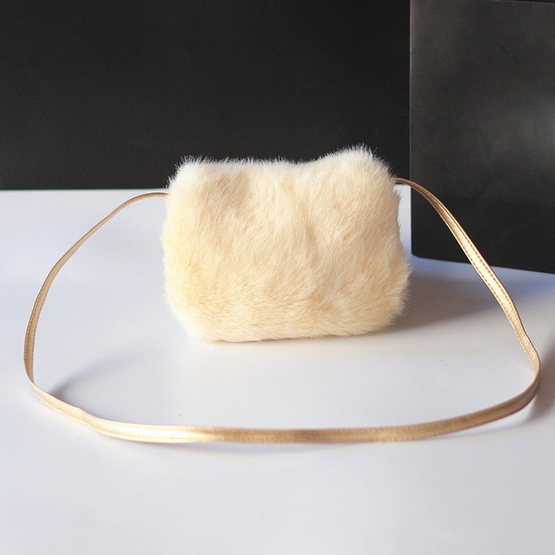 ELECTROPRIME Cute Princess Girl Mini Cross body Bag Fashion Bowknot Imitation Fur Shoulder Messenger Bag Purse(Caramel Colour)