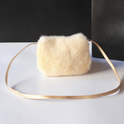 ELECTROPRIME Cute Princess Girl Mini Cross body Bag Fashion Bowknot Imitation Fur Shoulder Messenger Bag Purse(Caramel Colour)