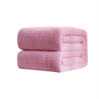 ELECTROPRIME Thicken Solid Color Mesh Pineapple Flannel Blanket Coral Fleece Air Conditioning Sofa Cover Winter Warm Sheets Easy Wash Faux Fur Blankets, Size:120x200cm(Pink)