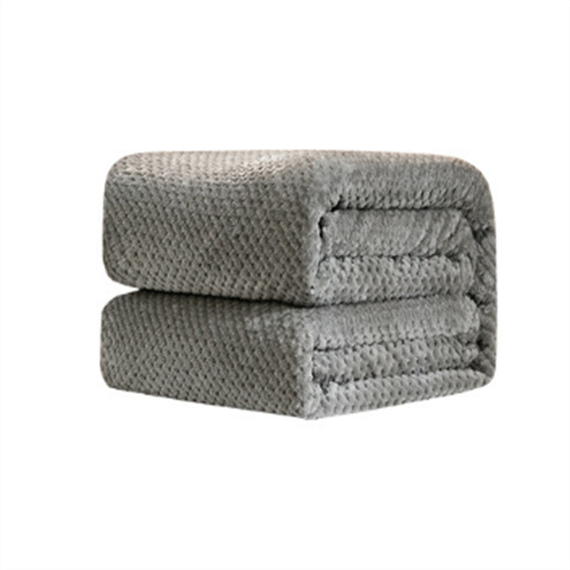 ELECTROPRIME Thicken Solid Color Mesh Pineapple Flannel Blanket Coral Fleece Air Conditioning Sofa Cover Winter Warm Sheets Easy Wash Faux Fur Blankets, Size:120x200cm(Grey)