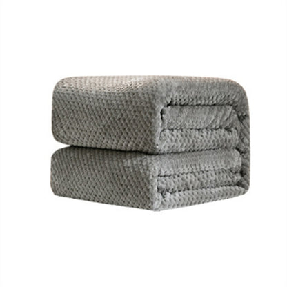 ELECTROPRIME Thicken Solid Color Mesh Pineapple Flannel Blanket Coral Fleece Air Conditioning Sofa Cover Winter Warm Sheets Easy Wash Faux Fur Blankets, Size:120x200cm(Grey)