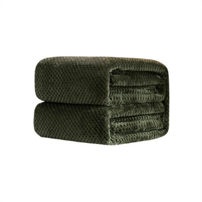 ELECTROPRIME Thicken Solid Color Mesh Pineapple Flannel Blanket Coral Fleece Air Conditioning Sofa Cover Winter Warm Sheets Easy Wash Faux Fur Blankets, Size:180x200cm(Army Green)