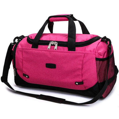 ELECTROPRIME Mens / Ladies Large Capacity Travel Bags Portable Multifunctional Handbag(Rose Red)