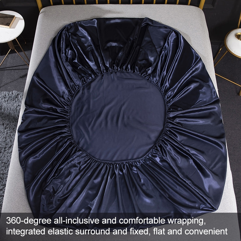 ELECTROPRIME Home Ice Silk Simulation Silk Four-Piece Pillowcase Flat Sheet Fitted Sheet Set, Size:US-King:198x203x35cm(Violet)