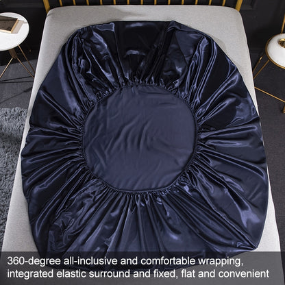 ELECTROPRIME Home Ice Silk Simulation Silk Four-Piece Pillowcase Flat Sheet Fitted Sheet Set, Size:US-King:198x203x35cm(Violet)