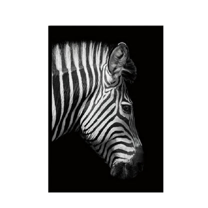 ELECTROPRIME Simple Black and White Animal Decoration Painting Study Living Room Sofa Background Wall Painting Without Frame, Size:21X30cm(Zebra Head)