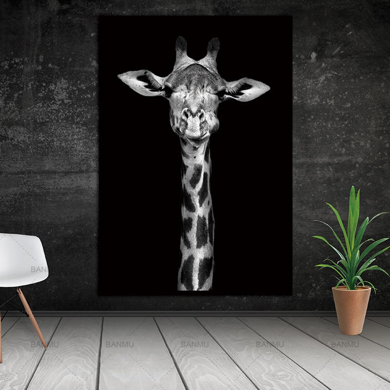 ELECTROPRIME Simple Black and White Animal Decoration Painting Study Living Room Sofa Background Wall Painting Without Frame, Size:21X30cm(Rhinoceros)
