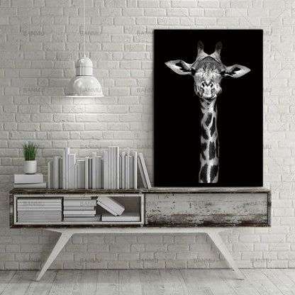 ELECTROPRIME Simple Black and White Animal Decoration Painting Study Living Room Sofa Background Wall Painting Without Frame, Size:21X30cm(Rhinoceros)
