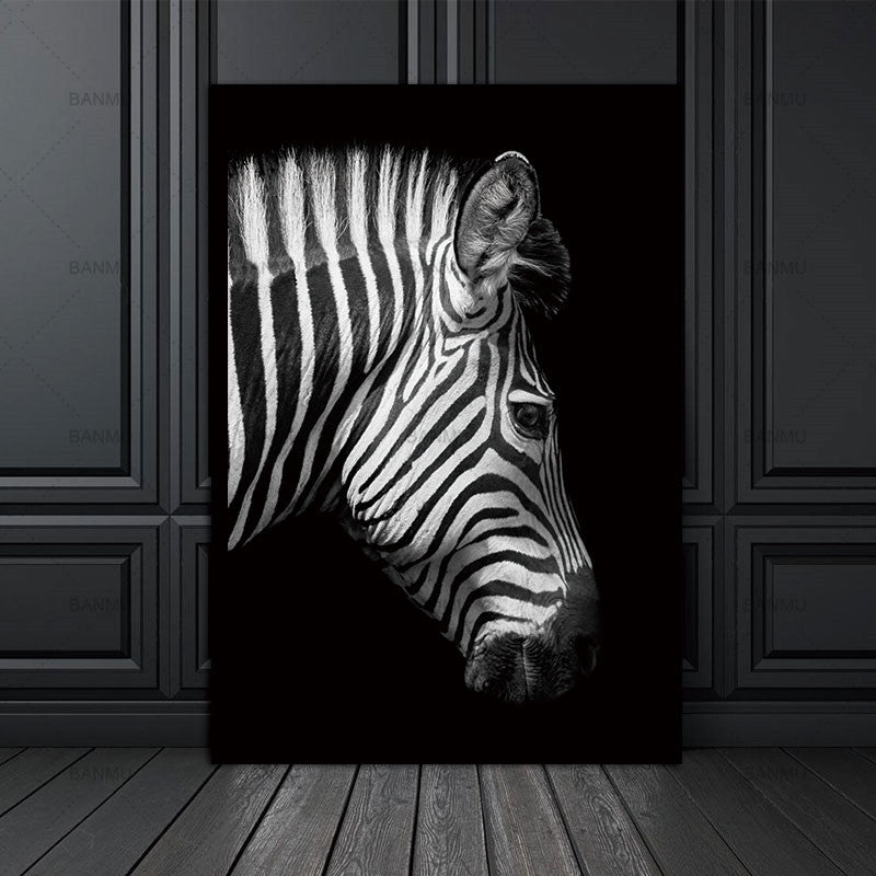 ELECTROPRIME Simple Black and White Animal Decoration Painting Study Living Room Sofa Background Wall Painting Without Frame, Size:21X30cm(Rhinoceros)