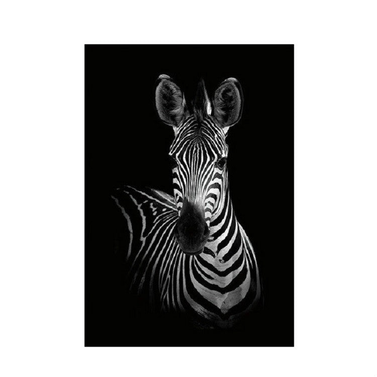 ELECTROPRIME Simple Black and White Animal Decoration Painting Study Living Room Sofa Background Wall Painting Without Frame, Size:21X30cm(Zebra)