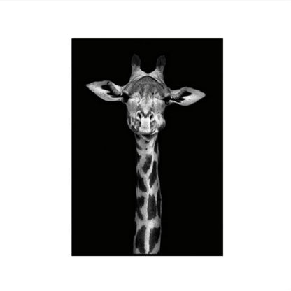 ELECTROPRIME Simple Black and White Animal Decoration Painting Study Living Room Sofa Background Wall Painting Without Frame, Size:40X50cm(Giraffe)