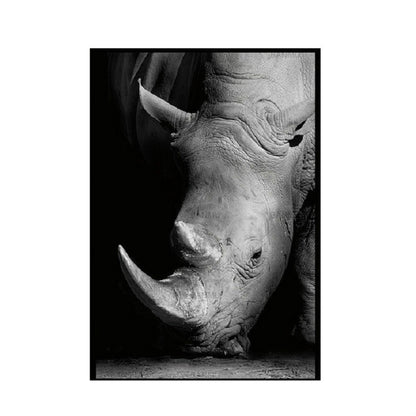 ELECTROPRIME Simple Black and White Animal Decoration Painting Study Living Room Sofa Background Wall Painting Without Frame, Size:40X50cm(Rhinoceros)