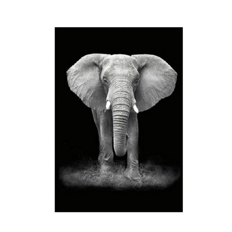 ELECTROPRIME Simple Black and White Animal Decoration Painting Study Living Room Sofa Background Wall Painting Without Frame, Size:40X60cm(Elephant)