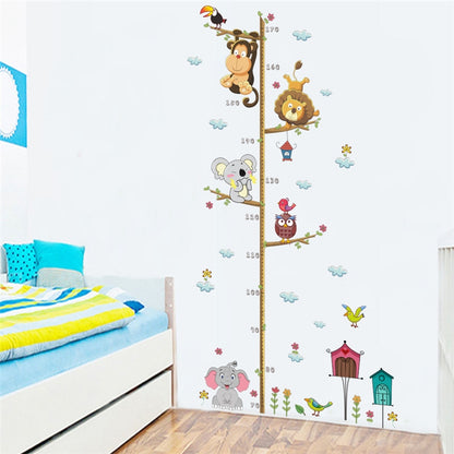 ELECTROPRIME Cartoon Animals Lion Monkey Owl Elephant Height Measure DIY Waterproof PVC Wall Sticker
