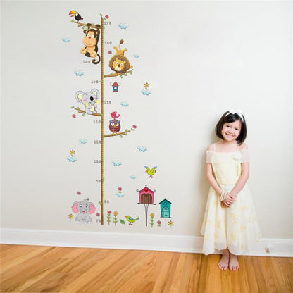 ELECTROPRIME Cartoon Animals Lion Monkey Owl Elephant Height Measure DIY Waterproof PVC Wall Sticker