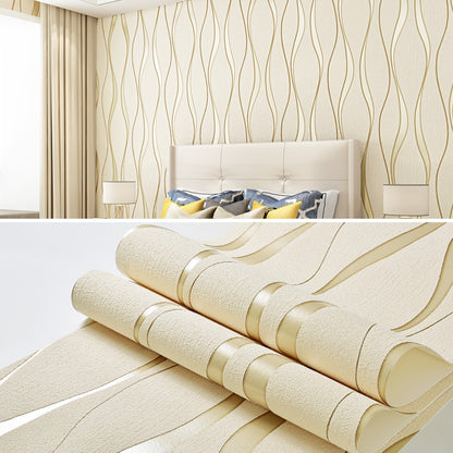 ELECTROPRIME Simple 3D Water Ripple Non-woven Wallpaper Home Decoration Wall Sticker(Beige)