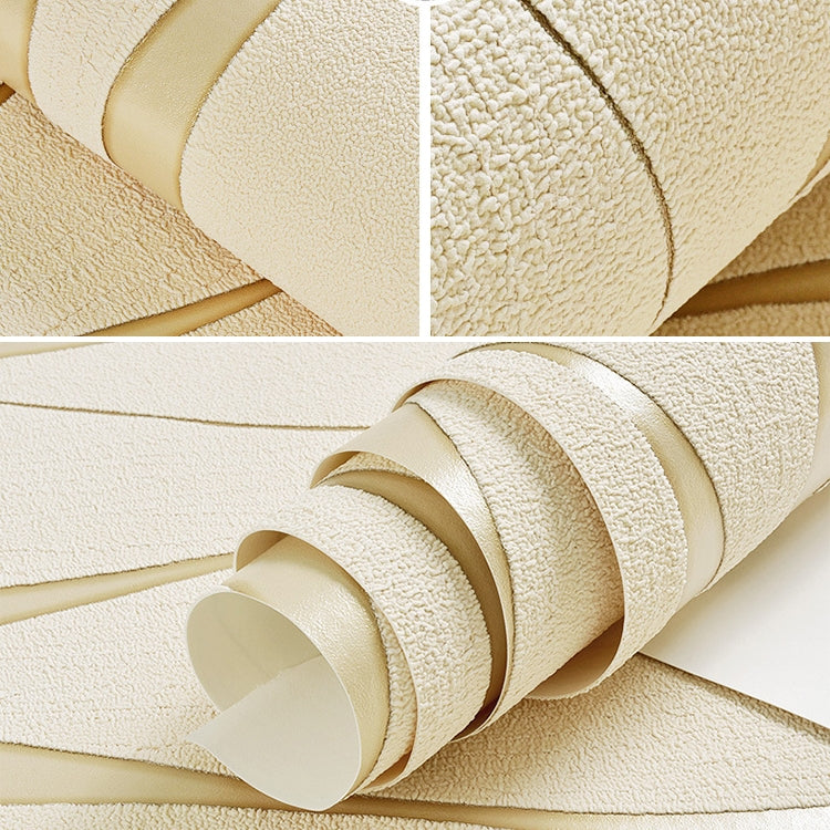 ELECTROPRIME Simple 3D Water Ripple Non-woven Wallpaper Home Decoration Wall Sticker(Beige)