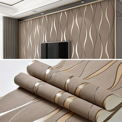ELECTROPRIME Simple 3D Water Ripple Non-woven Wallpaper Home Decoration Wall Sticker(Dark Brown)