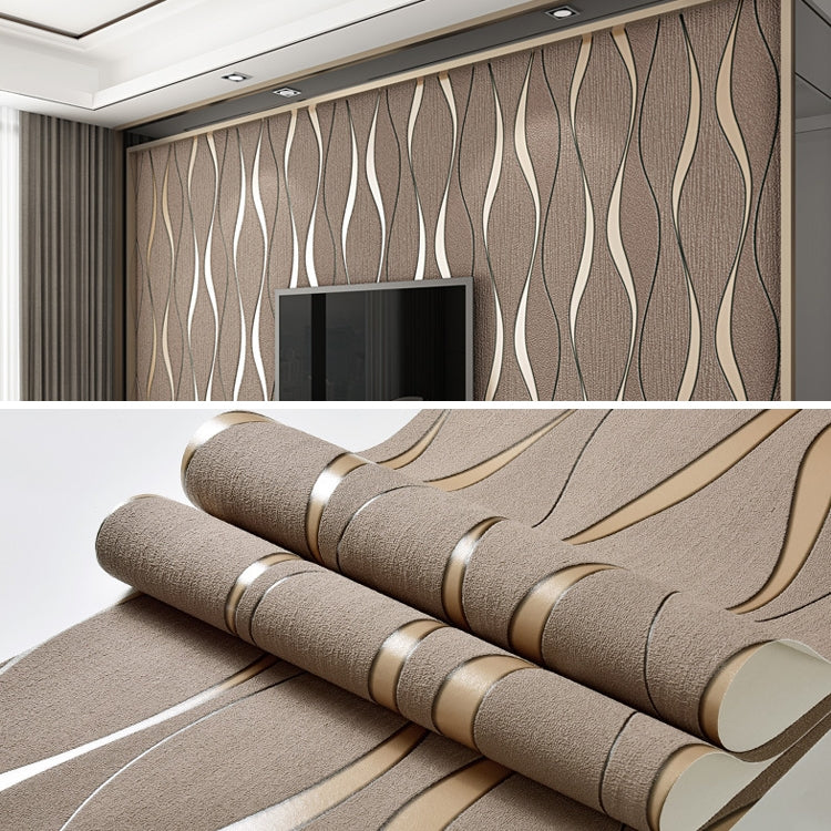 ELECTROPRIME Simple 3D Water Ripple Non-woven Wallpaper Home Decoration Wall Sticker(Dark Brown)