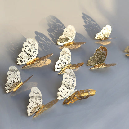 ELECTROPRIME 3D Wallpaper Home Decoration Hollow Butterfly Fridge Wall Stickers(Hollow Butterfly A type Gold)
