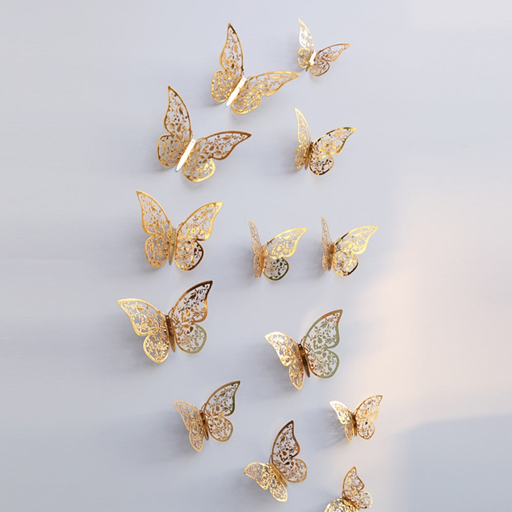 ELECTROPRIME 3D Wallpaper Home Decoration Hollow Butterfly Fridge Wall Stickers(Hollow Butterfly A type Silver)