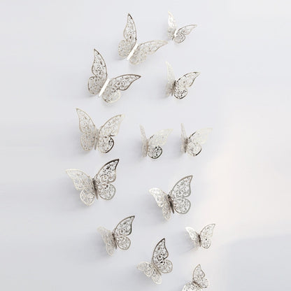 ELECTROPRIME 3D Wallpaper Home Decoration Hollow Butterfly Fridge Wall Stickers(Hollow Butterfly C type Silver)