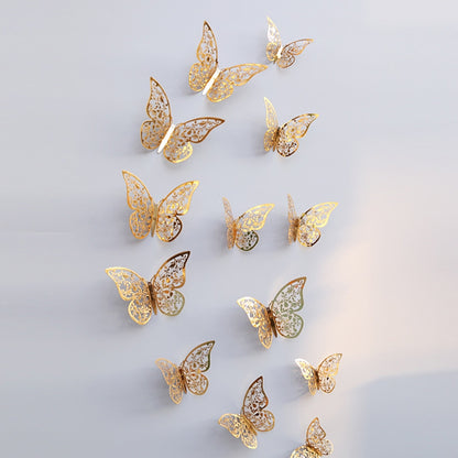 ELECTROPRIME 3D Wallpaper Home Decoration Hollow Butterfly Fridge Wall Stickers(Hollow Butterfly C type Silver)