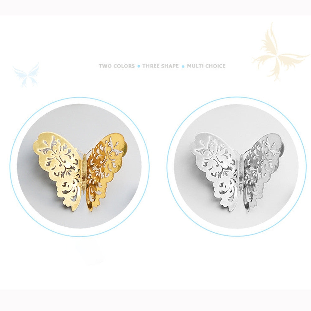 ELECTROPRIME 3D Wallpaper Home Decoration Hollow Butterfly Fridge Wall Stickers(Hollow Butterfly C type Silver)