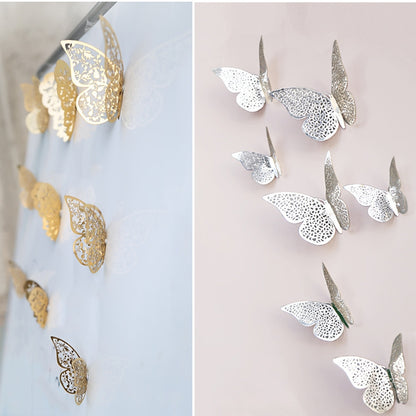 ELECTROPRIME 3D Wallpaper Home Decoration Hollow Butterfly Fridge Wall Stickers(Hollow Butterfly C type Silver)