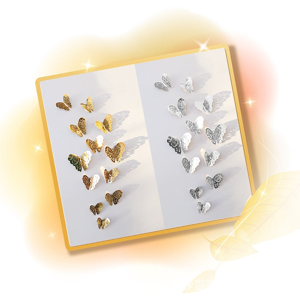 ELECTROPRIME 3D Wallpaper Home Decoration Hollow Butterfly Fridge Wall Stickers(Hollow Butterfly C type Silver)