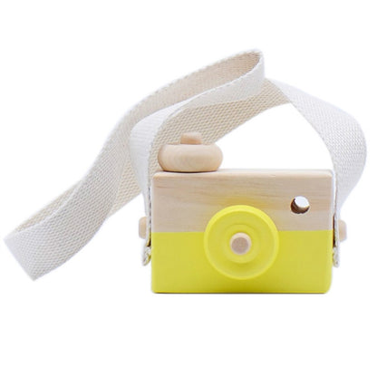 ELECTROPRIME Children Wooden Camera Photography Props Creative Hand Made Toys Photo Props Decorative Ornaments(Yellow)