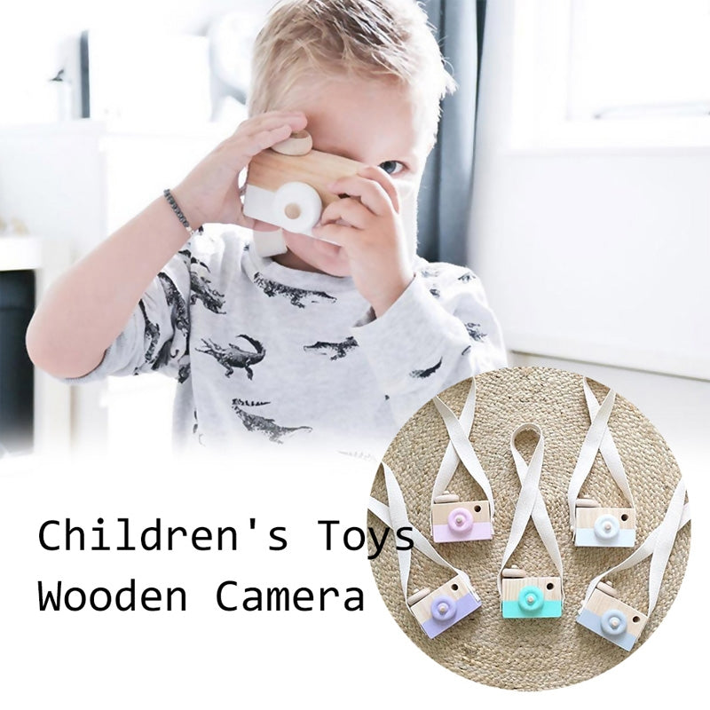 ELECTROPRIME Children Wooden Camera Photography Props Creative Hand Made Toys Photo Props Decorative Ornaments(Yellow)